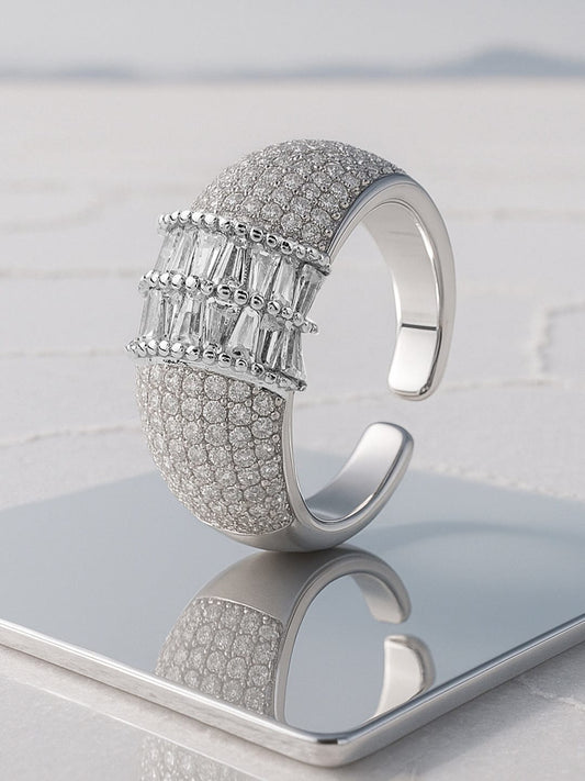 American Diamond Zirconia Cluster Ring Silver