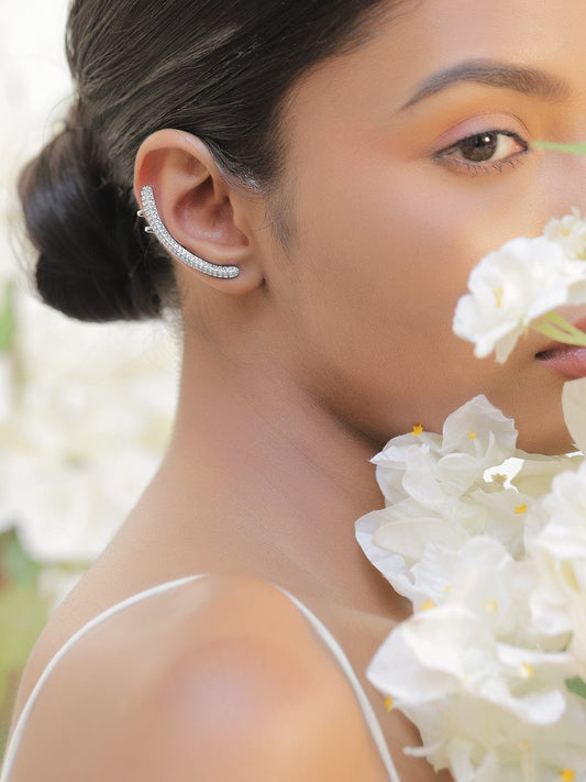 【Rubans】 American Diamond Zirconia Sleek Ear Cuff (1 piece)|アメリカンダイヤモンド ジルコニア スリーク イヤーカフ(片耳用・ステンレススチール・防水)