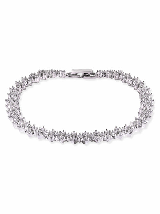 Rubans Rhodium plated Zirconia studded chic Classy Bracelet Silver