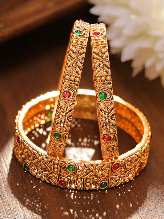Gold Toned Bangles Set Of 4 2.4 - Small