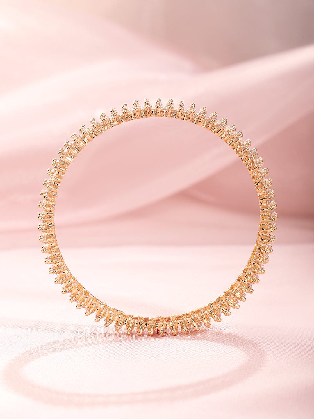 Rubans Set of 2 American Diamond Studded 22KT Gold-Plated Bangles Silver