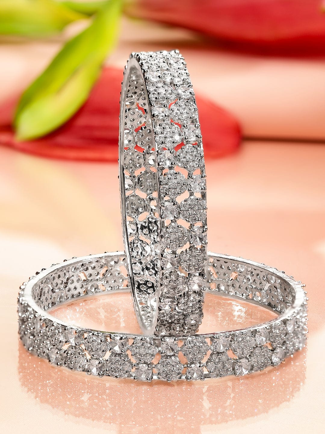 Captivating Gold with American Diamond Bangles 2.8 - Large