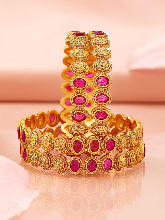 Opulent Bloom Kundan Bangle Set 2.4 - Small
