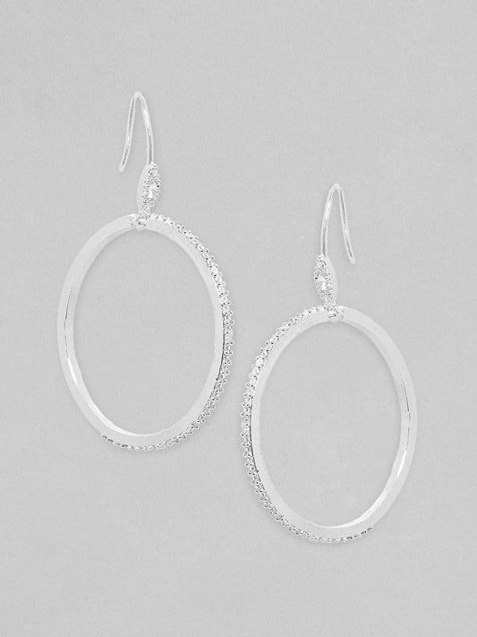 White Shimmering Drop Earrings Silver