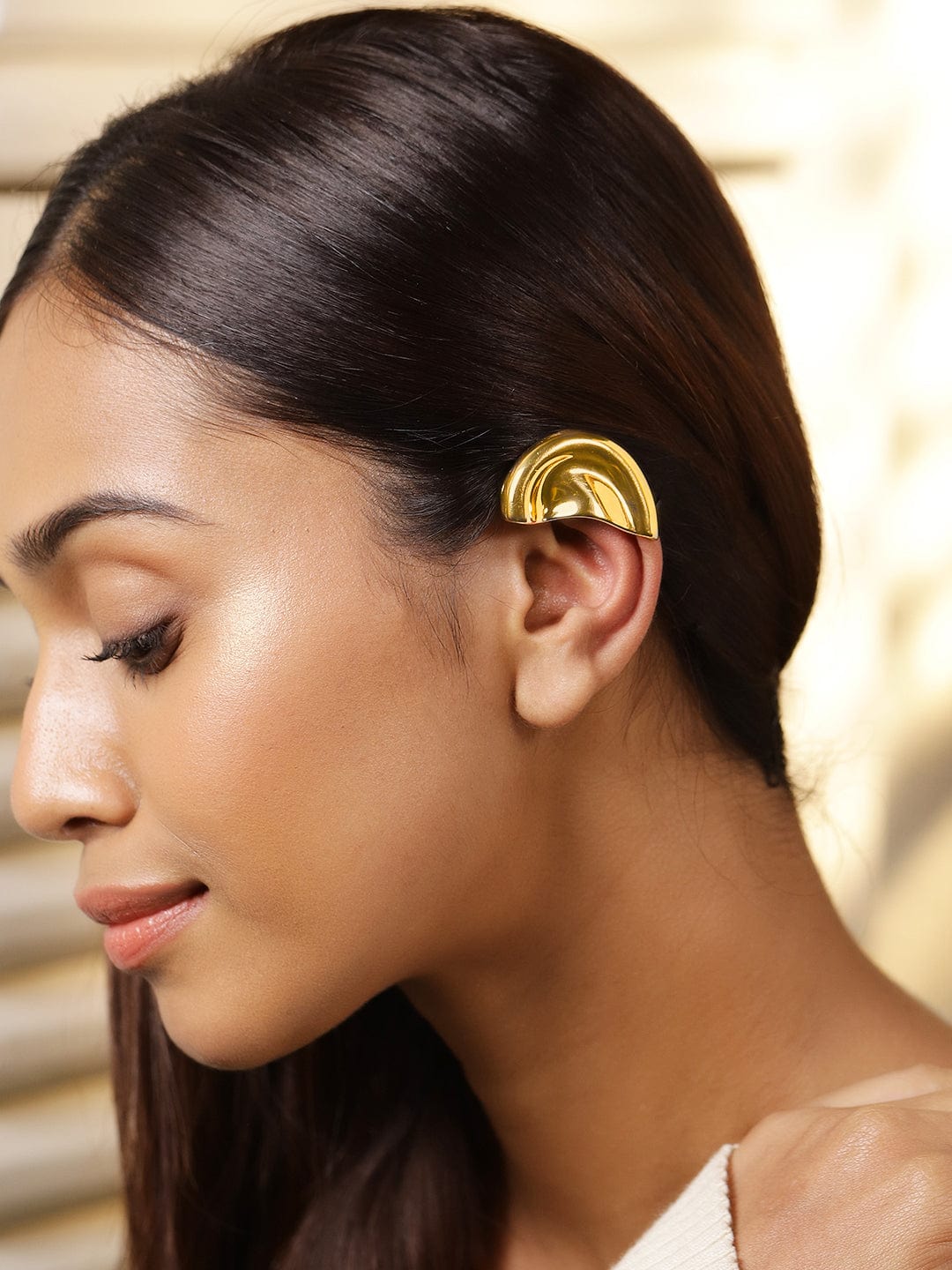 【Rubans】 Sculptural Statement Luxe Design Ear Cuff|22K ゴールドメッキ スカルプチュラル イヤーカフ(1個)