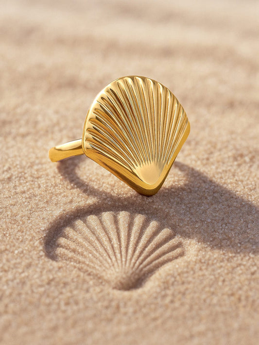 Rubans Voguish 18K Gold-Plated Adjustable Shell Motif Finger Ring Gold