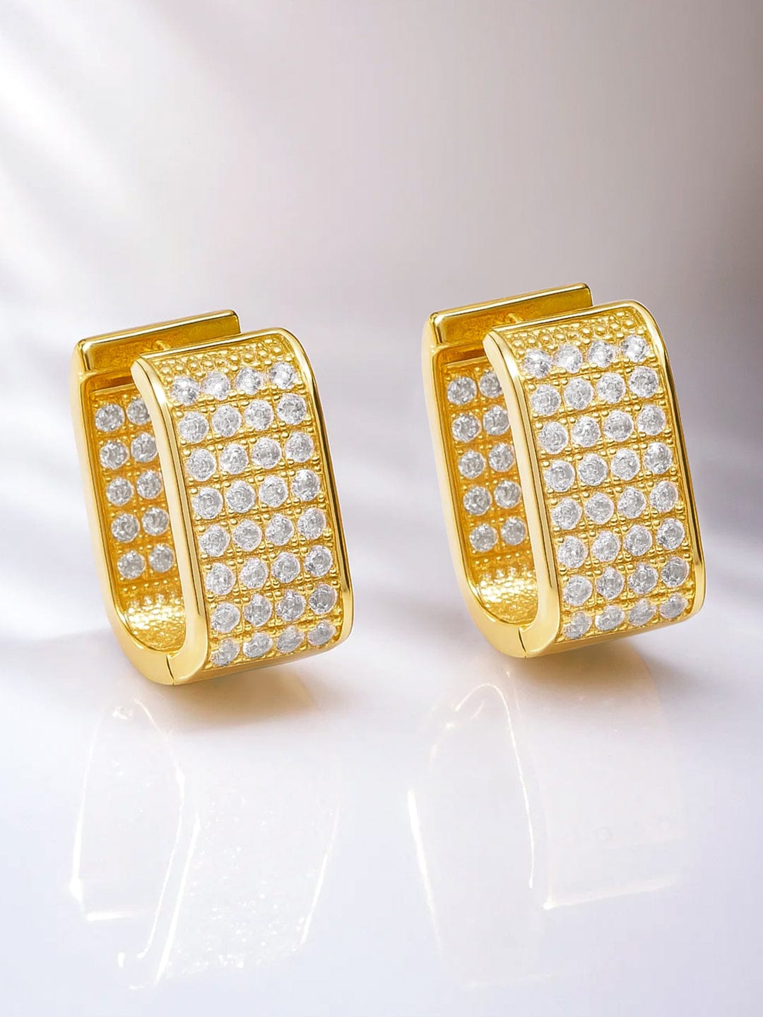 【Rubans】 Voguish 18K Gold Plated Square Shaped Wide Hoop Earrings|ヴォーギッシュ 18K ゴールドメッキ スクエア ワイドフープ イヤリング