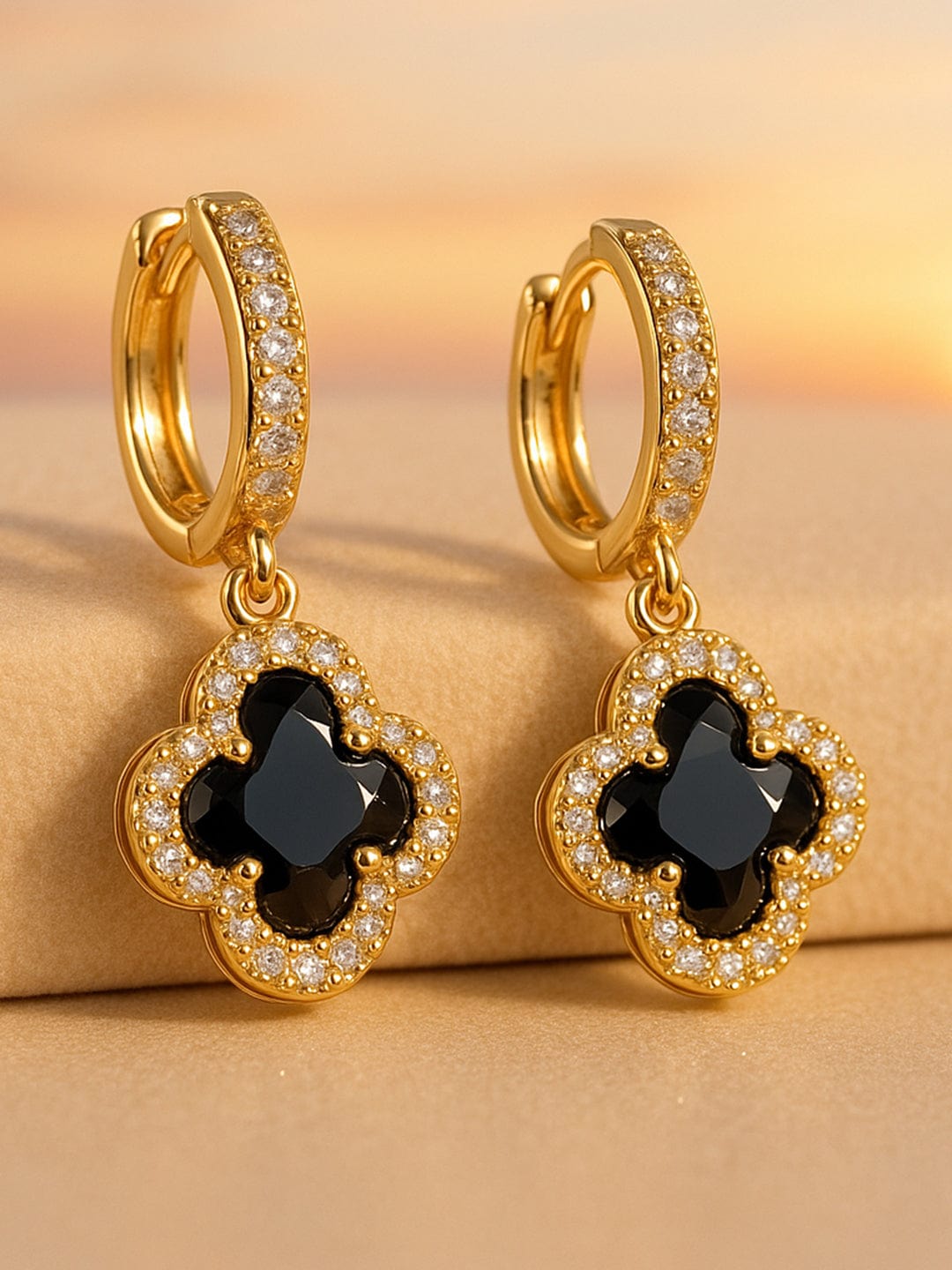 【Rubans】 Minimal Glam American Diamond Zirconia Floral Hoops|ミニマルグラム アメリカンダイヤモンド ジルコニア フローラル フープ