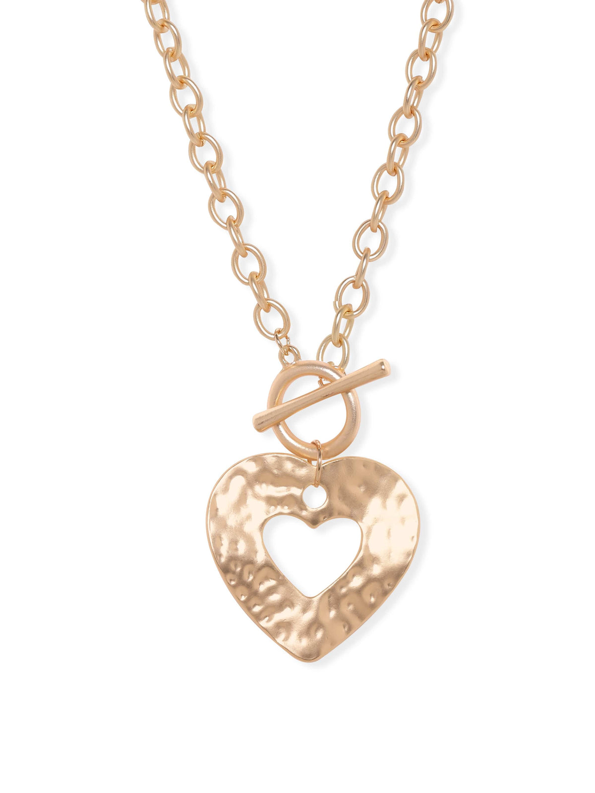 【Rubans】 22K Gold Plated Heart Motif Link Chain Statement Necklace|22Kゴールドメッキ ハートモチーフ リンクチェーン ステートメントネックレス