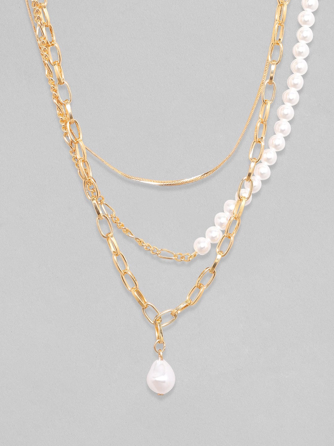 【Rubans】 Voguish Brass Gold-Plated Layered Necklace|ヴォーギッシュ ブラス ゴールドメッキ レイヤードネックレス