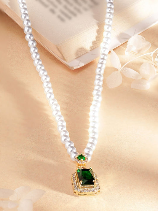 【Rubans】 Voguish Royal Emerald Green Pearl Pendant Necklace|ヴォーギッシュ ロイヤル エメラルドグリーン パール ペンダントネックレス