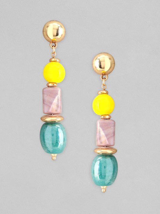 【Rubans】 Voguish Gold-Toned Yellow Classic Drop Earrings|ヴォーギッシュ ゴールドトーン イエロー マルチストーン クラシック ドロップイヤリング