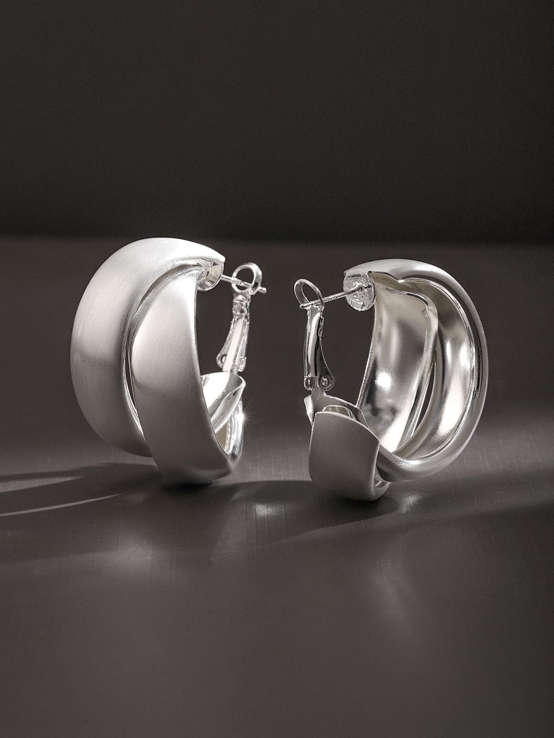 Silver Textured Twist Hoop Earrings SIlver