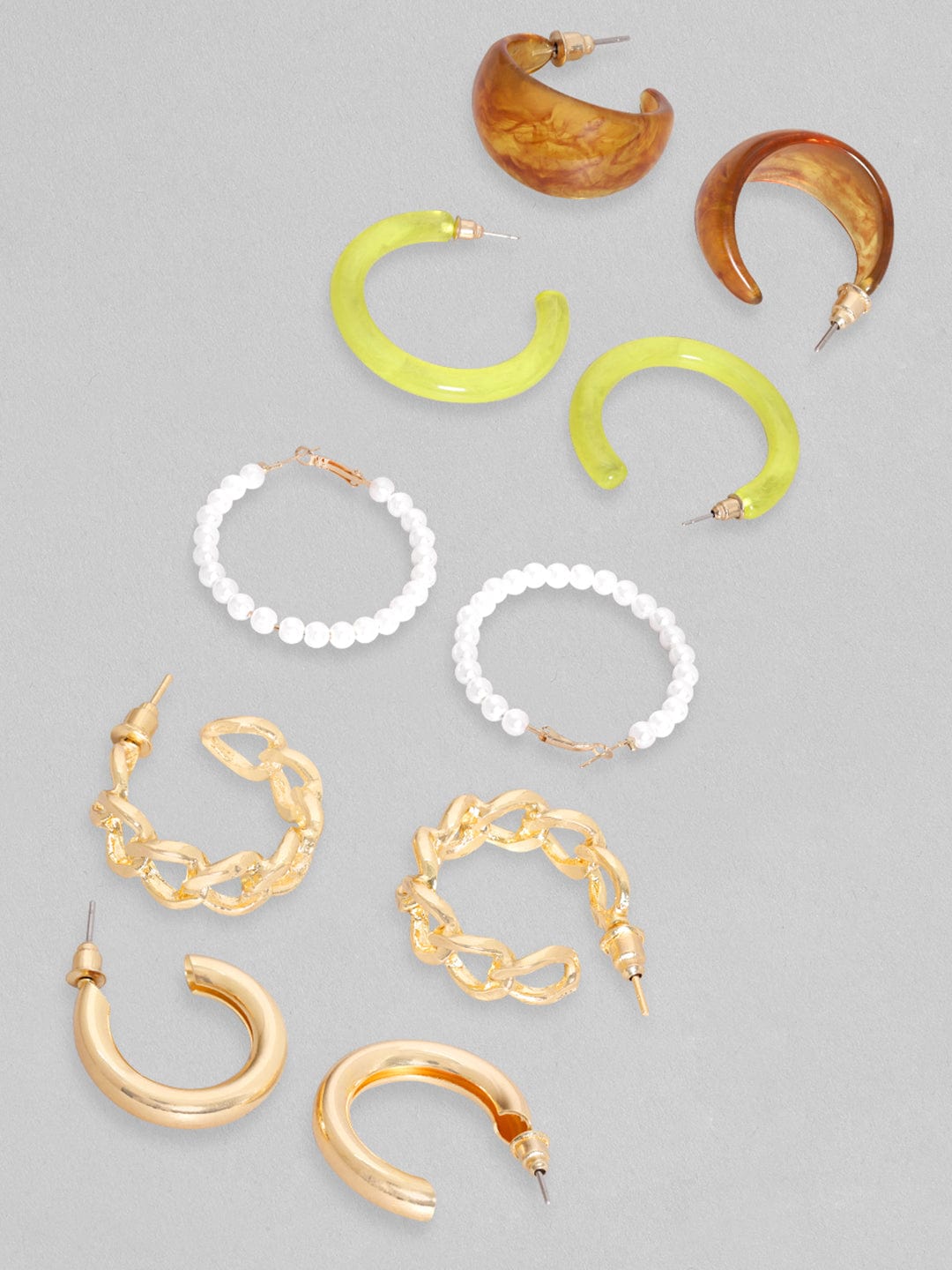 【Rubans】 Voguish Set of 5 Multi Style Hoop Earrings|ヴォーギッシュ マルチスタイル フープイヤリング 5組セット
