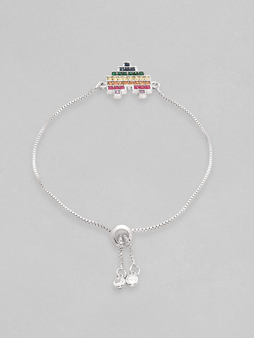 【Rubans】 Voguish Silver-Plated CZ Charm Bracelet|ヴォーギッシュ シルバーメッキ CZ チャームブレスレット