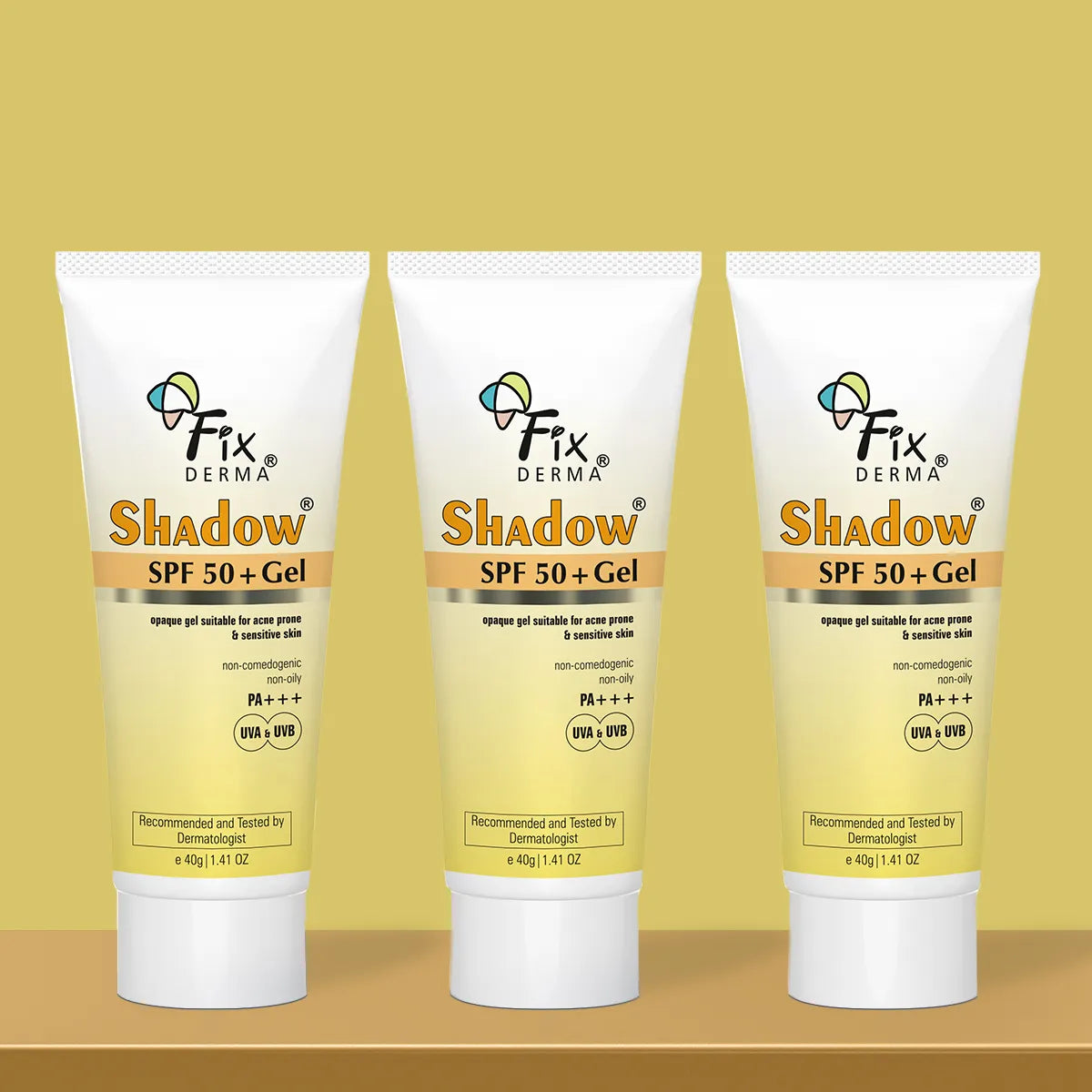 Shadow SPF 50+ Gel Sunscreen 40g Pack of 3 40gx3