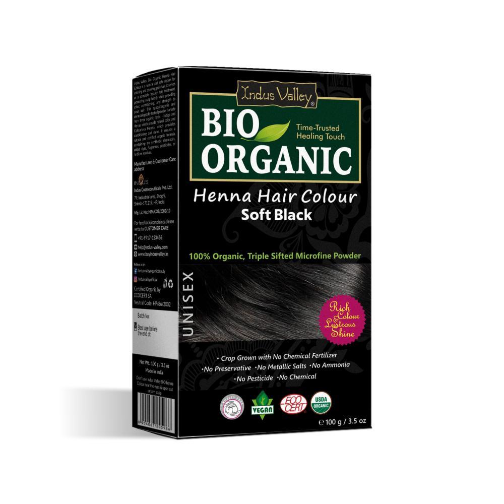 Bio Organic Soft Black Henna Hair Colour For Early Grey Hair Coverage - 100gm 100g