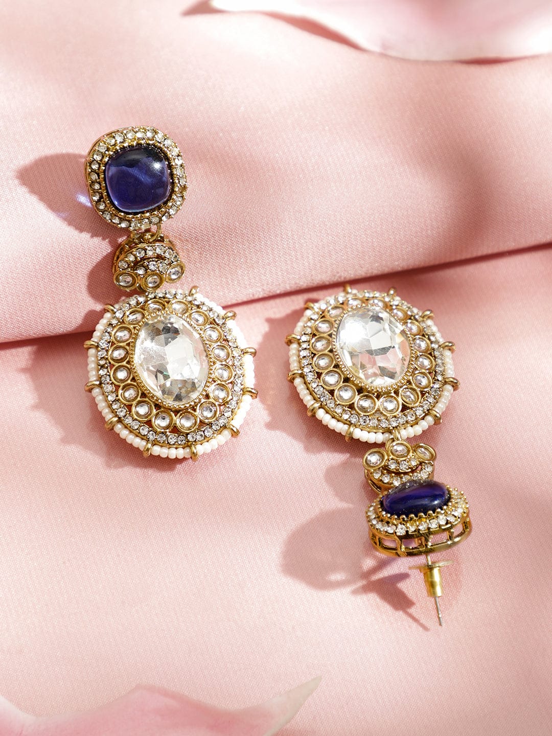 Stunning Blue White American Diamond Zirconia Danglers フリーサイズ