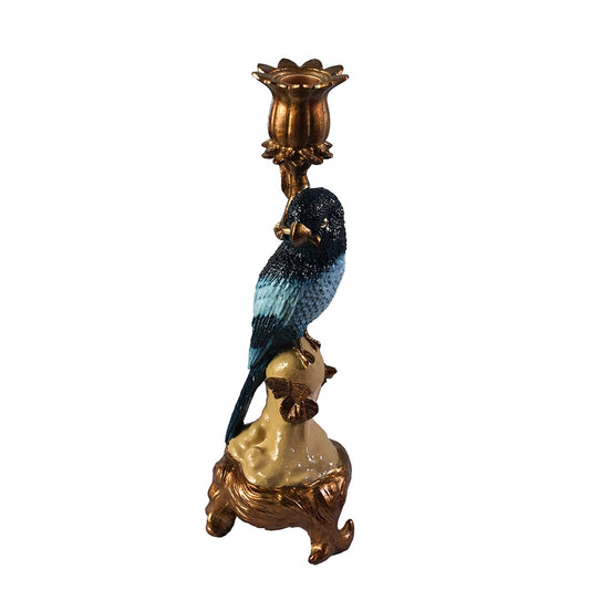 【Pure Home + Living】 Blue & Gold Decorative Candle Accent|ブルー&ゴールド デコラティブ キャンドルアクセント|10×9.4×31cm