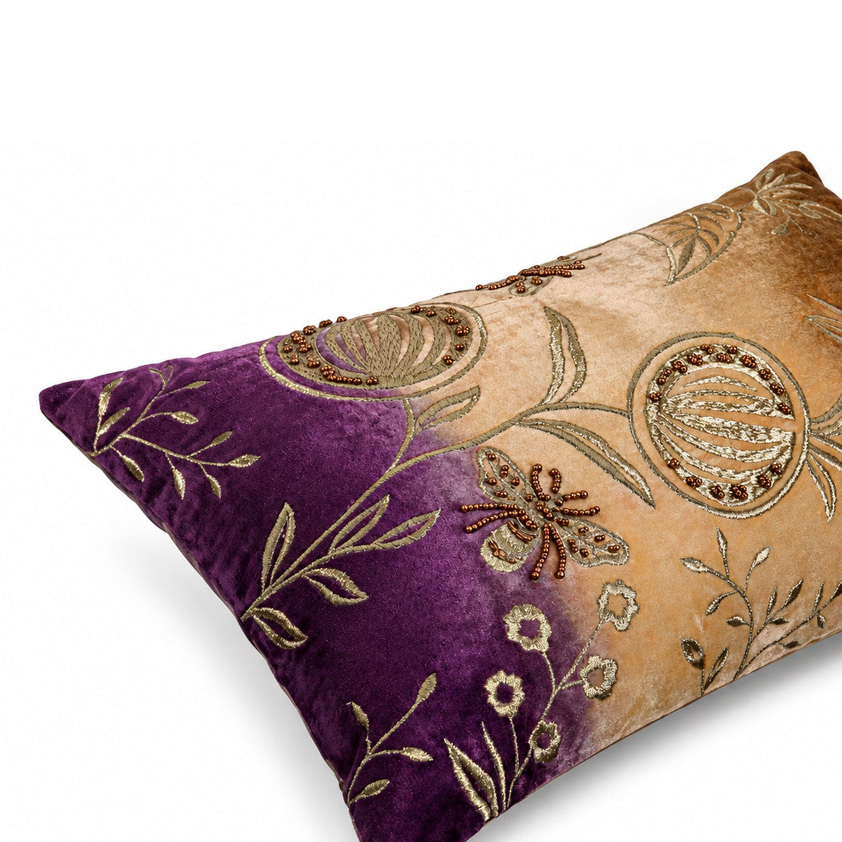 【Pure Home + Living】 Multi-Color Embroidered Cushion Cover|マルチカラー 刺繍クッションカバー|30×45cm|ベルベット(裏面コットン)