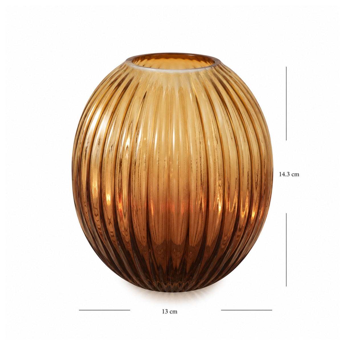 【Pure Home + Living】 Light Amber & Dark Amber Round Vase|ライトアンバー&ダークアンバー ラウンド 花瓶|13×13×14.3cm