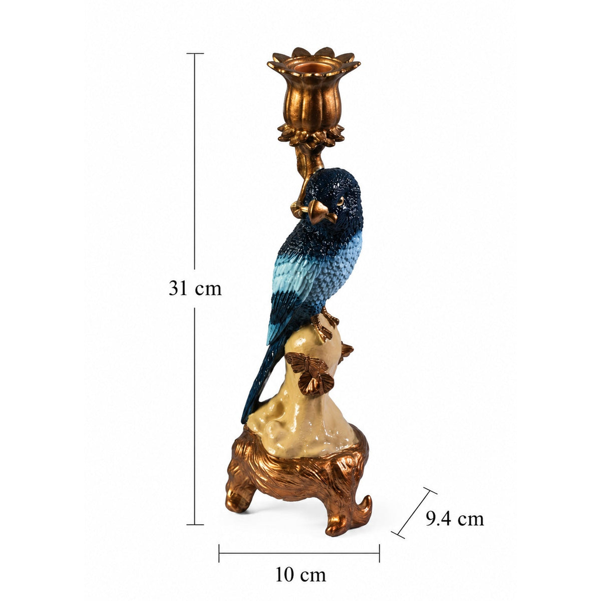 【Pure Home + Living】 Blue & Gold Decorative Candle Accent|ブルー&ゴールド デコラティブ キャンドルアクセント|10×9.4×31cm