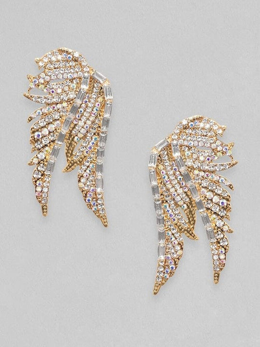 【Rubans】 18K Gold Plated Zirconia Studded Wing Motif Stud Earrings|18K ゴールドメッキ ジルコニア ウィングモチーフ スタッドイヤリング