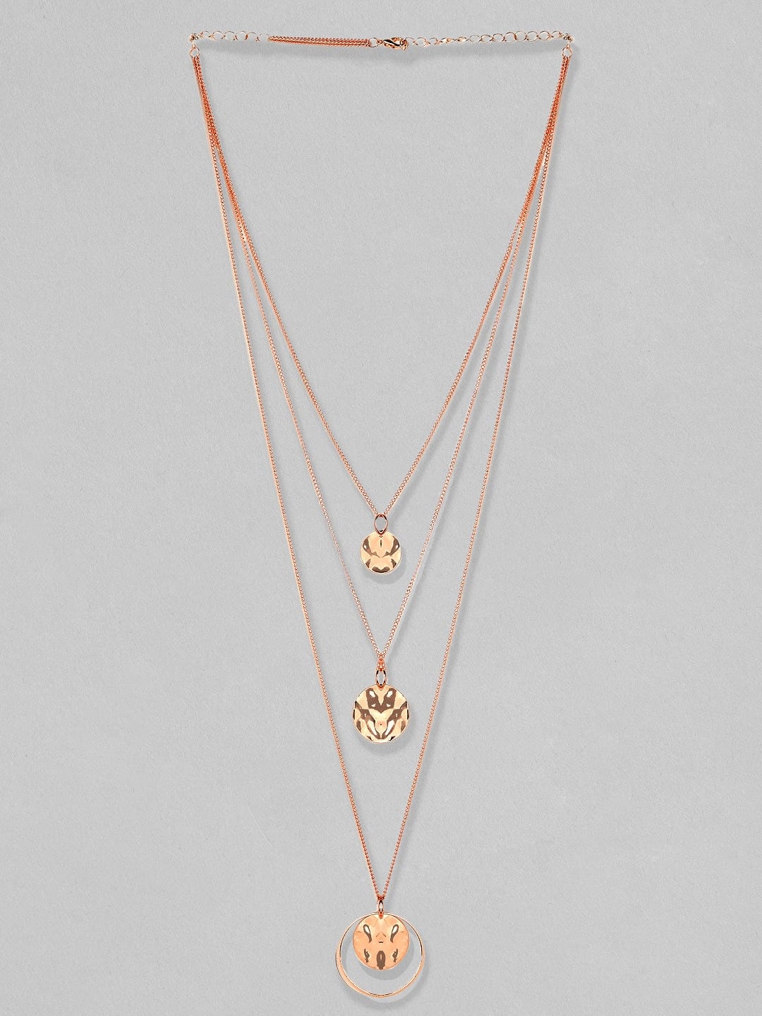 【Rubans】 Rose Gold-Plated Handcrafted Multi Layer Chain Necklace|ローズゴールドメッキ ハンドクラフト マルチレイヤー チェーンネックレス