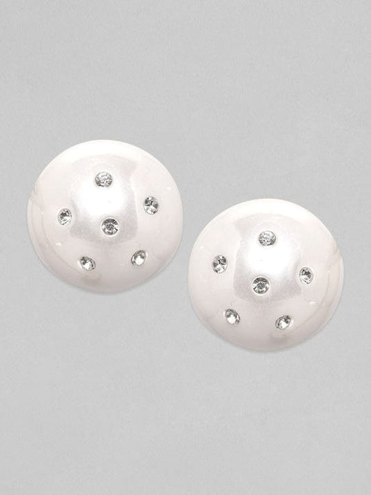 【Rubans】 White Pearl Zirconia Stud Earrings|ホワイトパール ジルコニア スタッドイヤリング