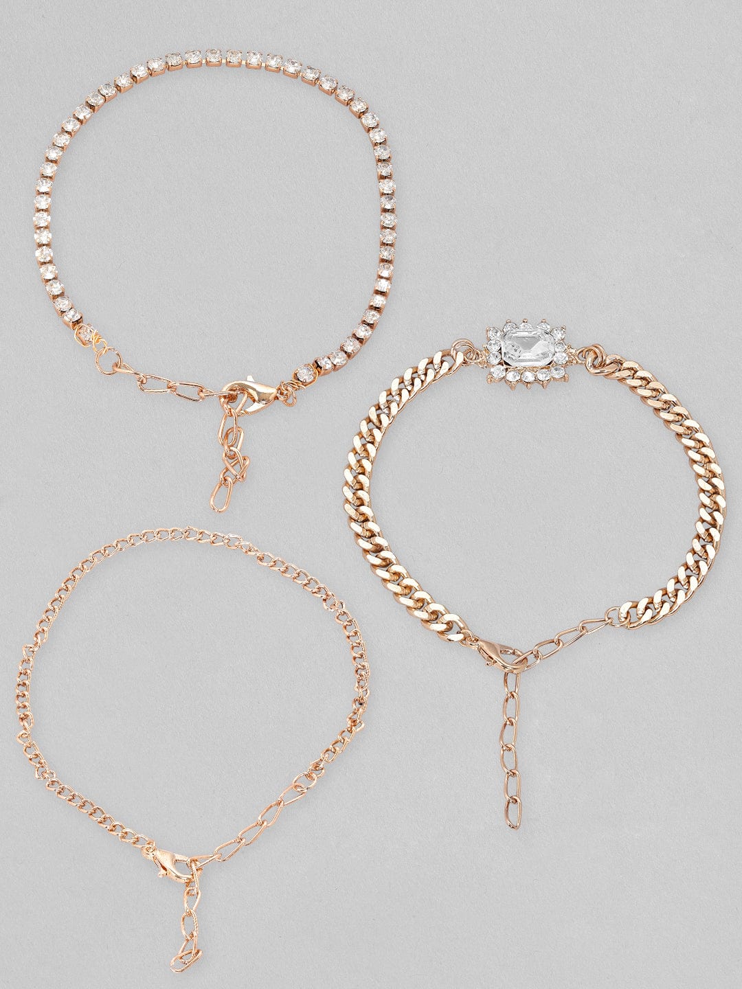 【Rubans】 Modern Center Stone Stackable Bracelets (Set of 3)|モダン センターストーン 重ね付けブレスレット 3本セット