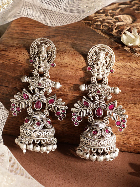 Vintage Oxidized Jhumka Pink