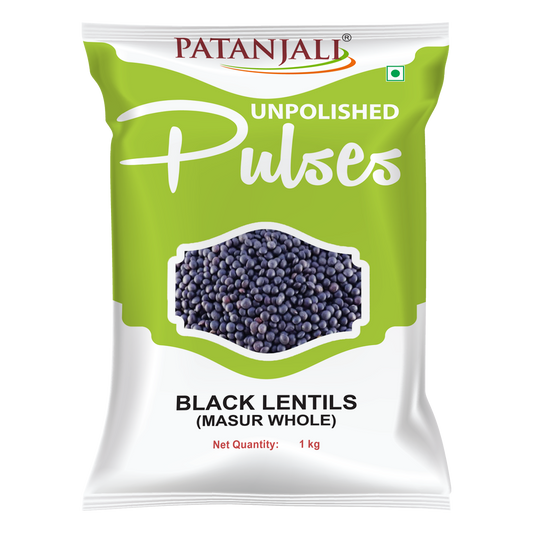Patanjali 【Patanjali】 Unpolished Black Masur (500 g)｜未精製ブラックマスール（レンズ豆）｜500g｜現地直輸入で買える日本国内最安級【インドの森】