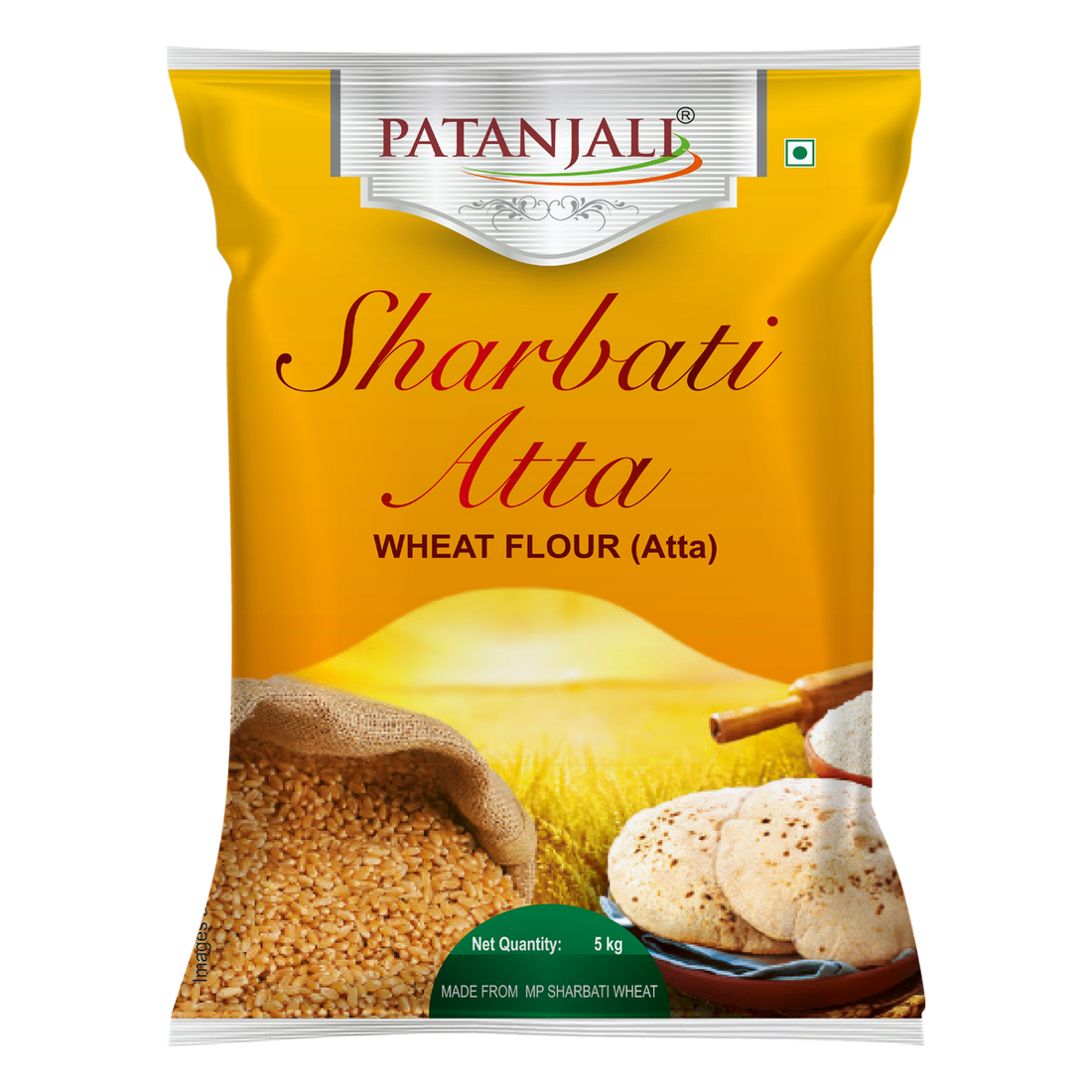 Patanjali 【Patanjali】 Sharbati Whole Wheat Atta｜シャルバティ 全粒小麦アタ｜5000g｜現地直輸入で買える日本国内最安級【インドの森】