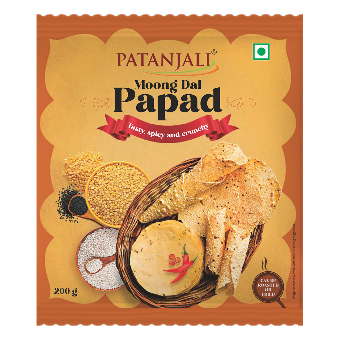 Patanjali 【Patanjali】 Moong Dal Papad｜ムーングダール パパド｜200g｜現地直輸入で買える日本国内最安級【インドの森】