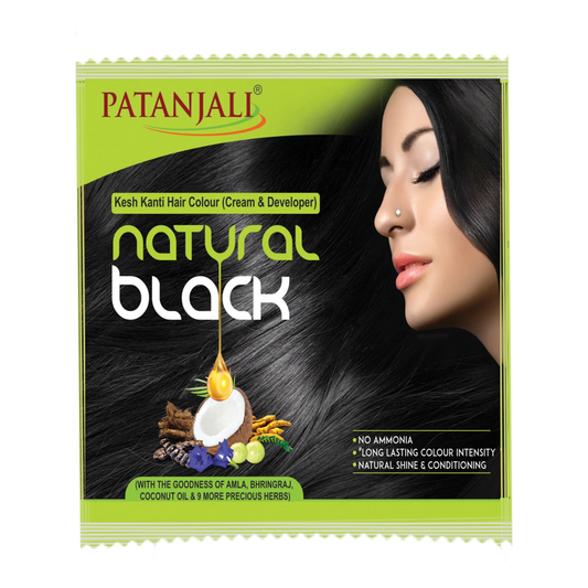 Patanjali 【Patanjali】 Kesh Kanti Hair Colour (Cream & Developer) - Natural Black｜ケシュ・カンティ ヘアカラー（クリーム＆デベロッパー）ナチュラルブラック｜40g｜現地直輸入で買える日本国内最安級【インドの森】