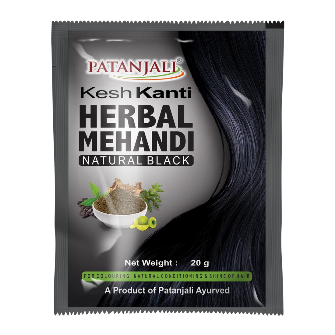 Patanjali 【Patanjali】 Kesh Kanti Herbal Mehandi (Natural Black)｜ケシュカンティ ハーバル メヘンディ｜20g｜現地直輸入で買える日本国内最安級【インドの森】