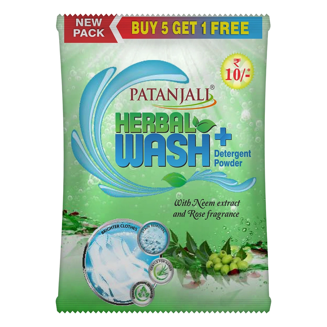 Patanjali 【Patanjali】 Herbal wash⁺ Detergent Powder (Buy5 Get1free)｜ハーバルウォッシュプラス 洗濯用洗剤パウダー（5個購入で1個無料）｜100g｜現地直輸入で買える日本国内最安級【インドの森】