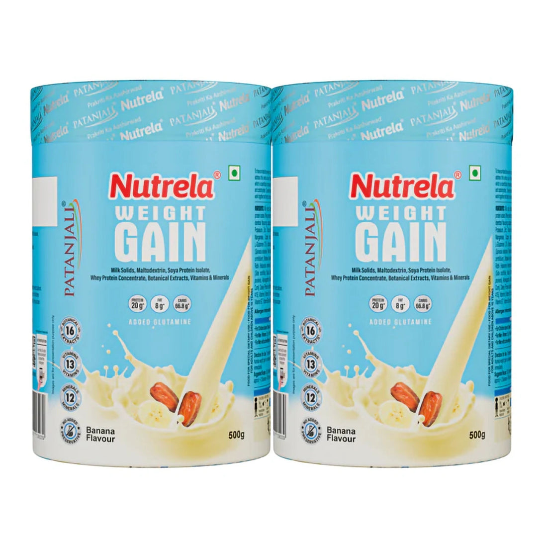Patanjali 【Patanjali】 Nutrela Weight Gain - Banana Flavor - 500g (pack of 2)｜ニュートレラ ウェイトゲイン バナナフレーバー｜500g｜現地直輸入で買える日本国内最安級【インドの森】