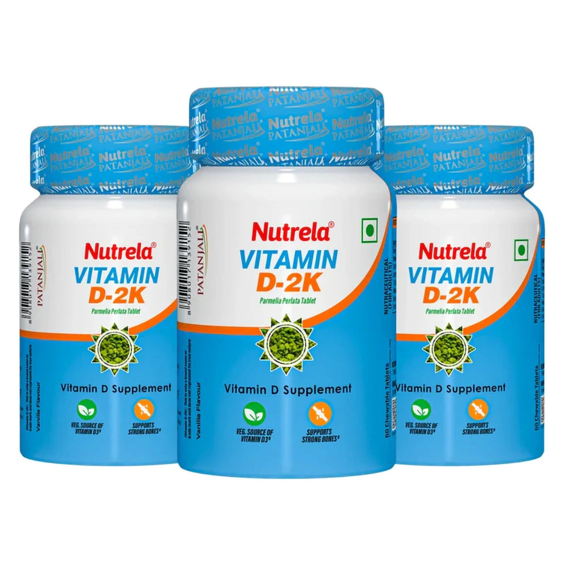 Patanjali 【Patanjali】 Nutrela Vitamin D-2K Natural - 60 Chewable Tablets for Men & Women - Vanilla Flavor (pack of 3)｜ビ｜24g｜現地直輸入で買える日本国内最安級【インドの森】