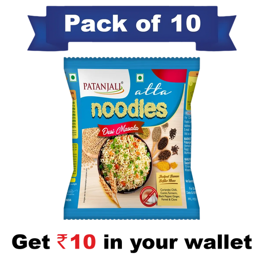 Patanjali 【Patanjali】 Pack of 10- Atta Noodles Desi Masala 60g- Rs 10 Off｜アッタヌードル デシ・マサラ味｜60g｜現地直輸入で買える日本国内最安級【インドの森】