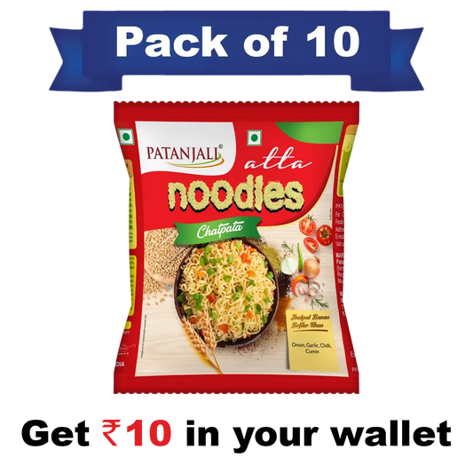 Patanjali 【Patanjali】 Pack of 10- Atta Noodles Chatpata 60g- Rs 10 Off｜アタヌードル チャトパタ味 割引付き｜60g｜現地直輸入で買える日本国内最安級【インドの森】