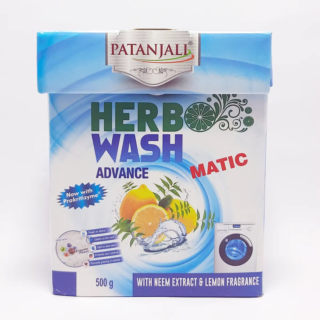 Patanjali 【Patanjali】 Herbo Wash Advance Matic Detergent Powder｜ハーボウォッシュ アドバンス マチック 洗濯洗剤パウダー｜500g｜現地直輸入で買える日本国内最安級【インドの森】