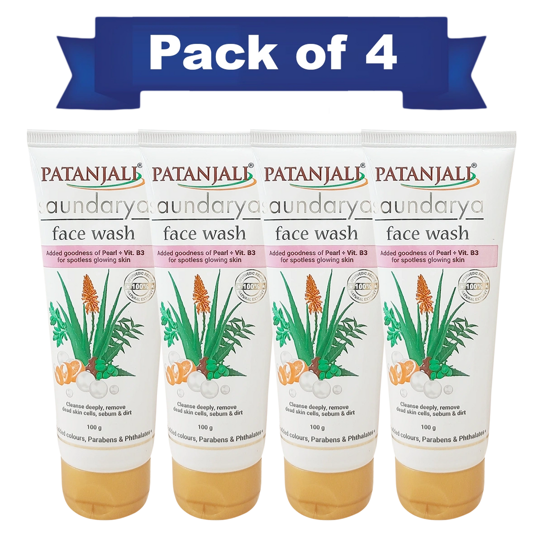 Patanjali 【Patanjali】 Saundarya Face Wash (Pack of 4)｜サウンダリヤ フェイスウォッシュ｜100g｜現地直輸入で買える日本国内最安級【インドの森】
