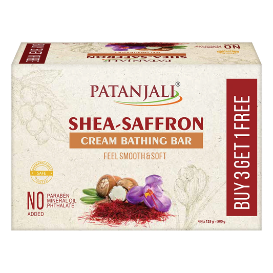Patanjali 【Patanjali】 Shea- Saffron Cream Bathing Bar 125g (B3 G1)｜シア・サフラン クリーム バスソープ｜500g｜現地直輸入で買える日本国内最安級【インドの森】