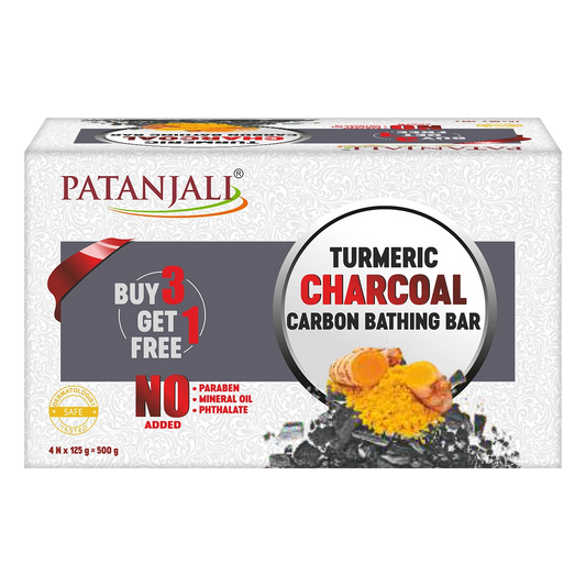 Patanjali 【Patanjali】 Turmeric Charcoal Bathing Bar 125g (B3 G1)｜ターメリック＆チャコール バスバー｜500g｜現地直輸入で買える日本国内最安級【インドの森】