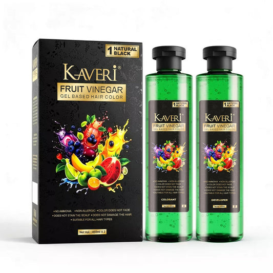 【Kaveri】 Kaveri Fruit Vinegar Gel Hair Color Natural Black｜フルーツビネガー ジェルヘアカラー｜450ml x 2