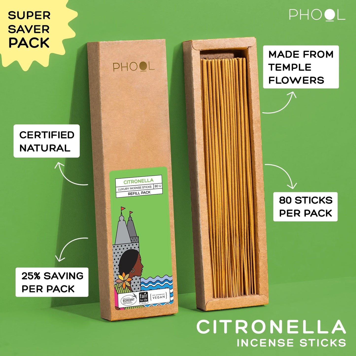 Natural Incense Sticks Refill pack - Citronella