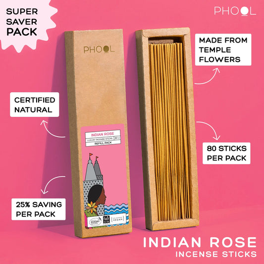 Natural Incense Sticks Refill pack - Indian Rose