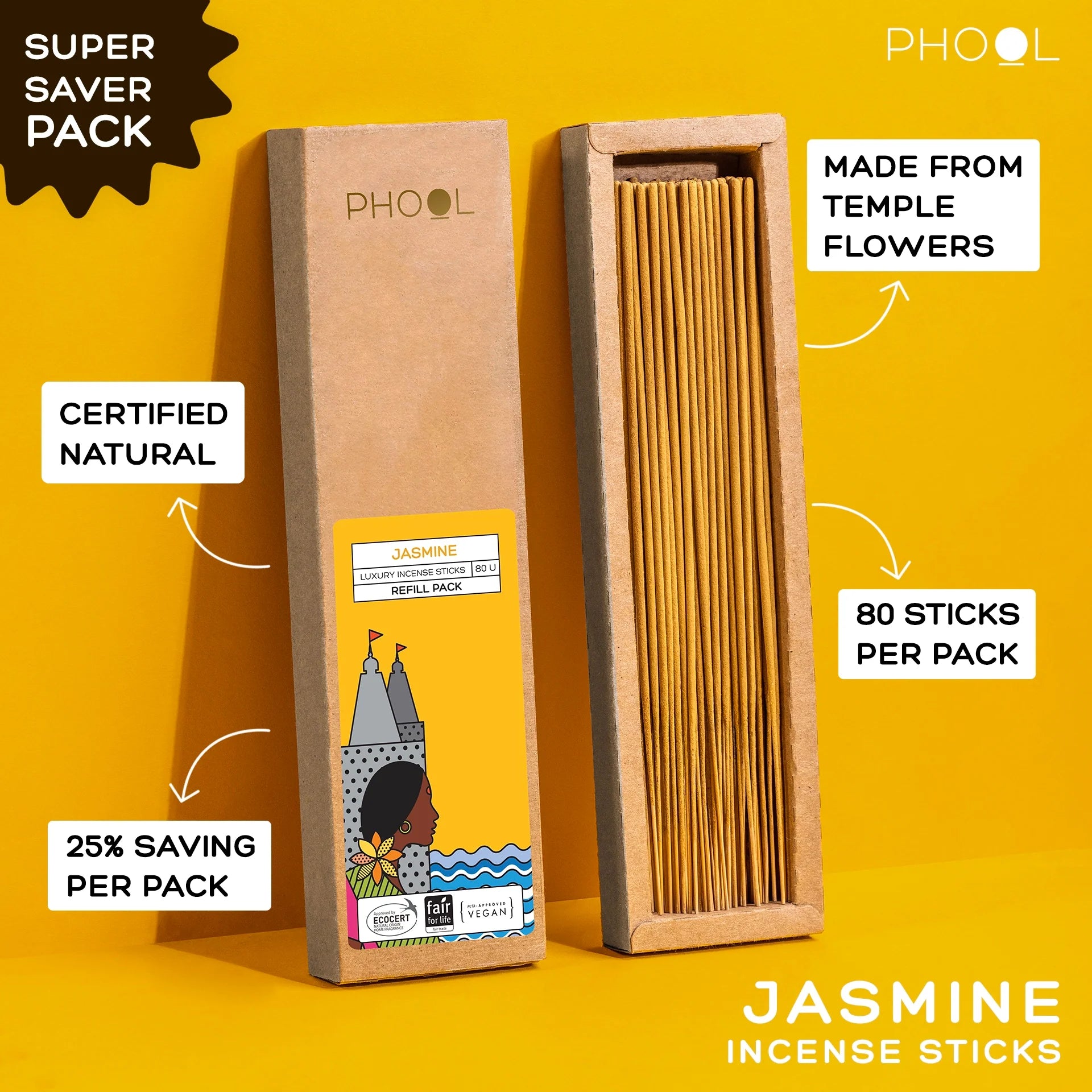 Natural Incense Sticks Refill pack - Jasmine