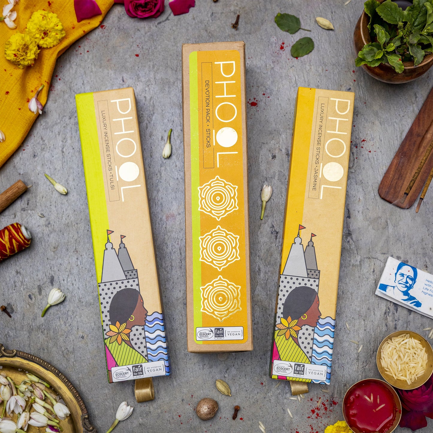 Devotion Pack - Natural Incense Sticks (Tulsi & Jasmine)